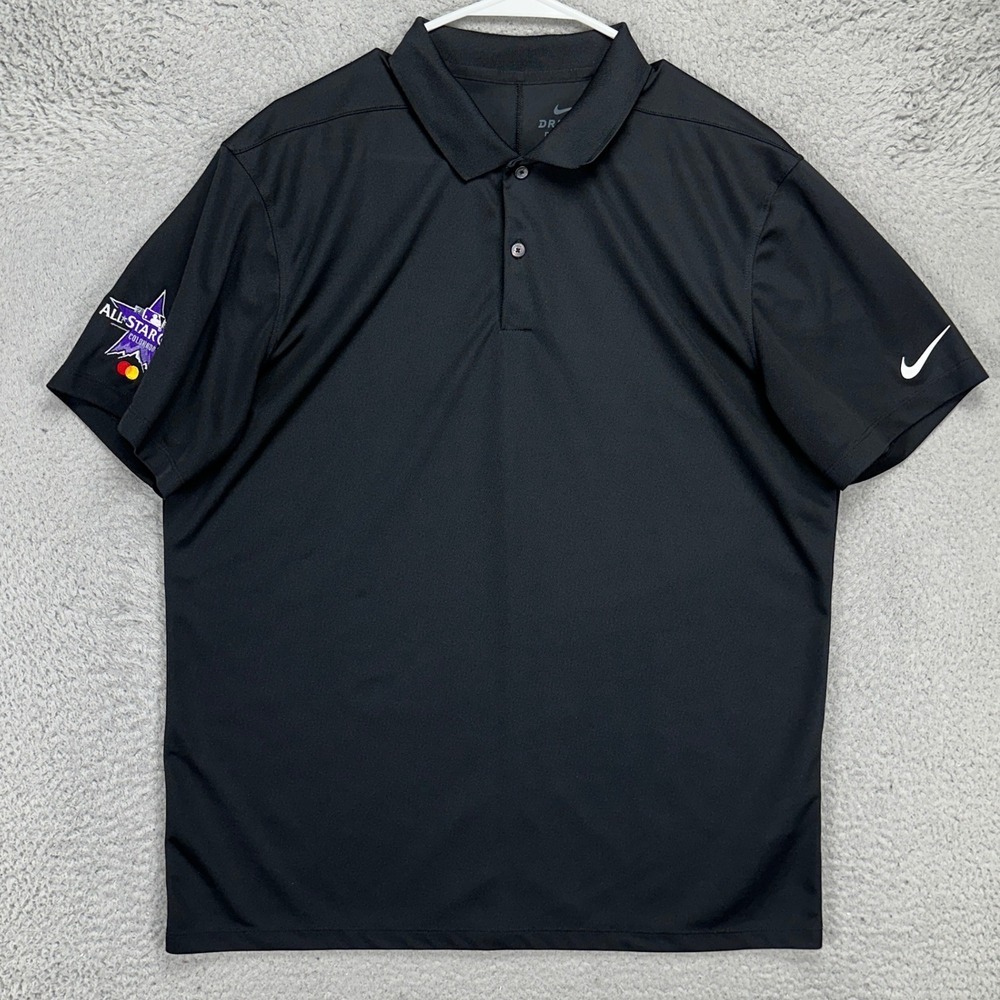 Nike MLB All Star Game Polo Shirt Mens Large Dri-Fit Black Standard Fit Rugby - Picture 2 of 9